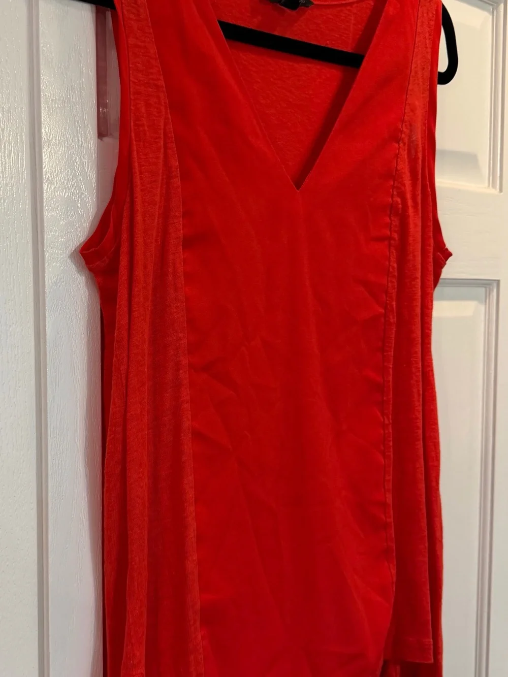 Banana Republic Fire Red / Orange V-Neck Sleeveless Tank Cotton Knit - Picture 5 of 11